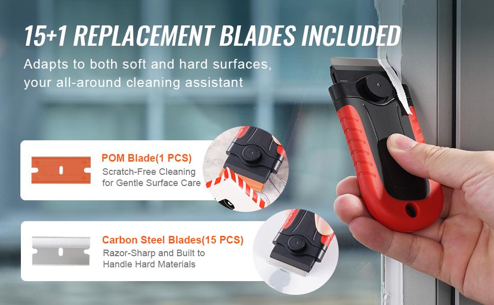 VEVOR Razor Blade Scraper Locking Scraper Tool 15 Extra Blades with Security Cap VEVOR Razor Blade Scraper Locking Scraper Tool 15 Extra Blades with Security Cap