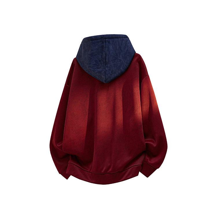 Men's Autumn And Winter Vintage Colorblock Patchwork Loose Fit Couple Hoodie, Men's Everyday Wear, Soft And Comfortable, Loose Versatile Warm Long Sleeve Hooded Jacket, Men's Hoodie