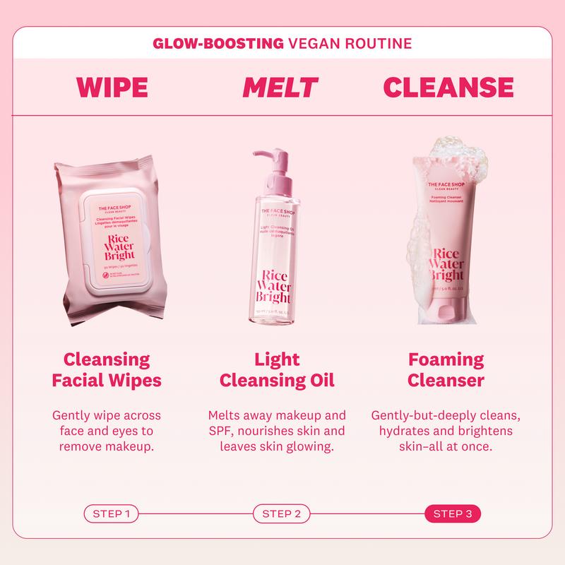 [THE FACE SHOP] Rice Water Bright Light Facial Cleansing Oil (150ml)ㅣDeep Cleansing Daily Makeup Remover with Ceramide & Vitamins for Hydrated, Radiant Skin l Vegan l Korean Skincare
