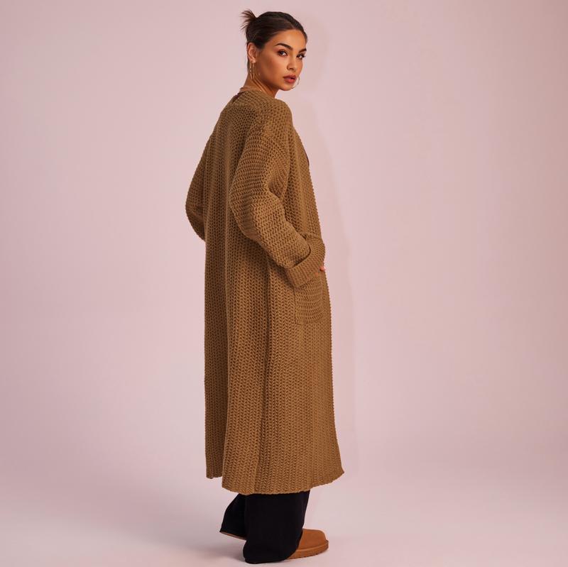 Joyfunear Women's autumn and winter knitted long sleeved hoodie casual home cardigan long sweater with pockets