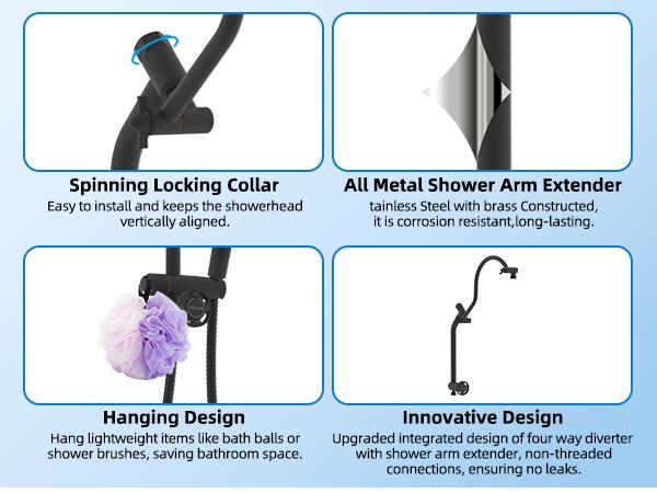 Hibbent Dual Filter All Metal 10"Rainfall Showerhead Combo, High Pressure Shower Head with 10-Spray Mode Handheld, 4-way Diverter with Pause Mode, 71'' Shower Hose & Holder, Oil Rubbed Bronze