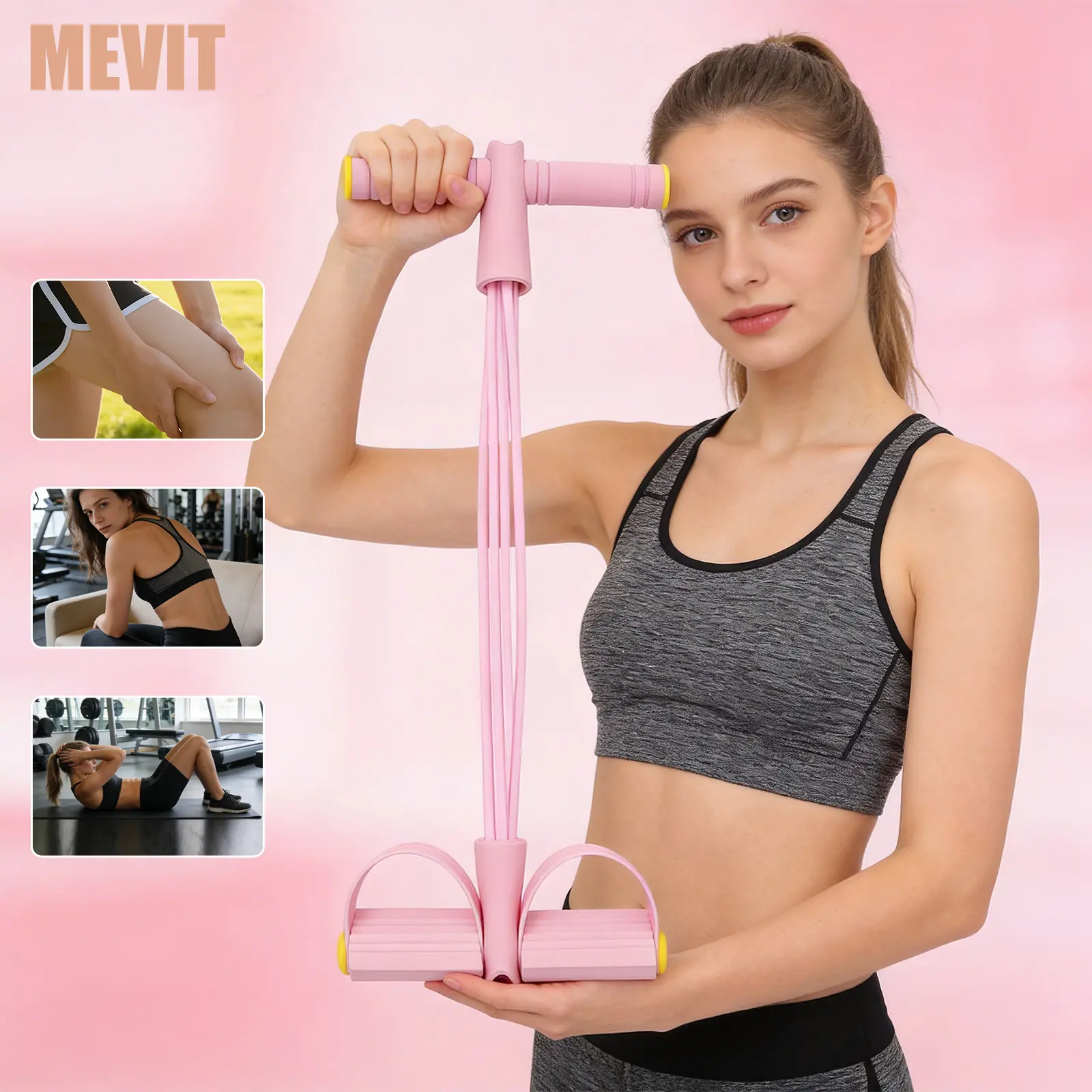 6-Tube Elastic Yoga Pedal Puller Tension Rope, Multifunction Workout Bands, Home Gym Exercise Equipment, Gym Accessories for Abs at Home & Resistance Band Training, Resistance Band Workout