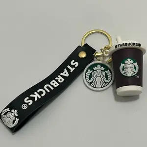 Starbucks Brown Cup Keychain - Cute Cup Design - Brown Silicone Material - Detachable Keyring - Perfect for Coffee Lovers
