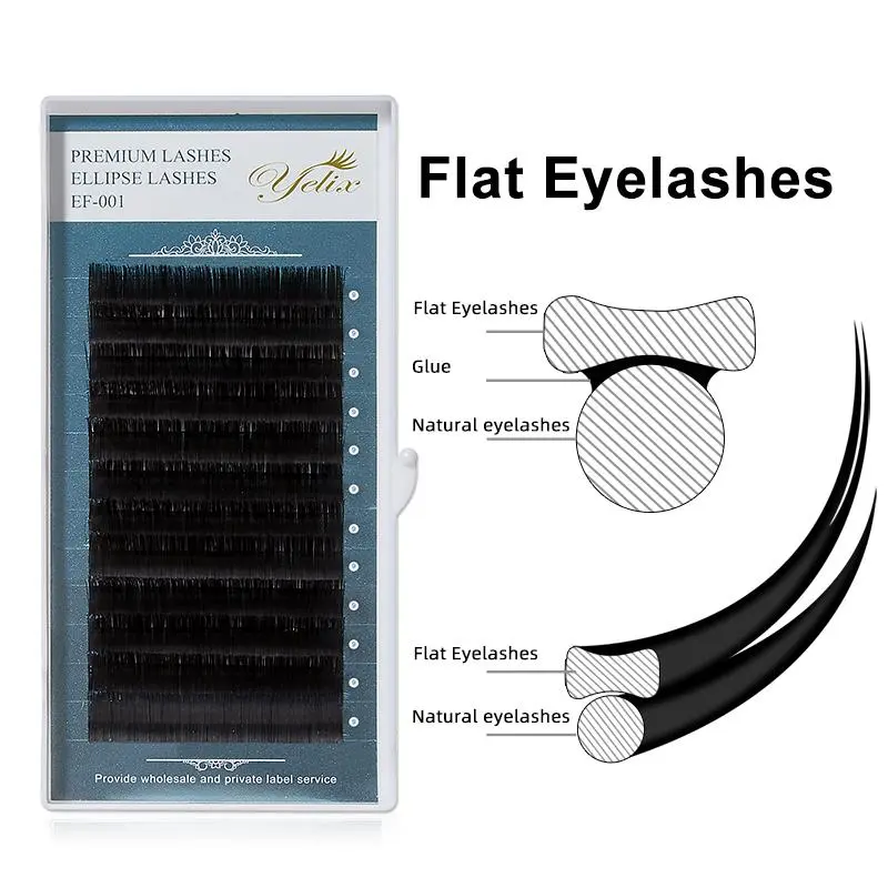 Yelix Flat Ellipse Eyelashes Split Tips B/C/CC/D/D+ Curl Lashes 0.15mm 0.20mm Super Soft Natural Eyelash Extension Supplies 2026 New