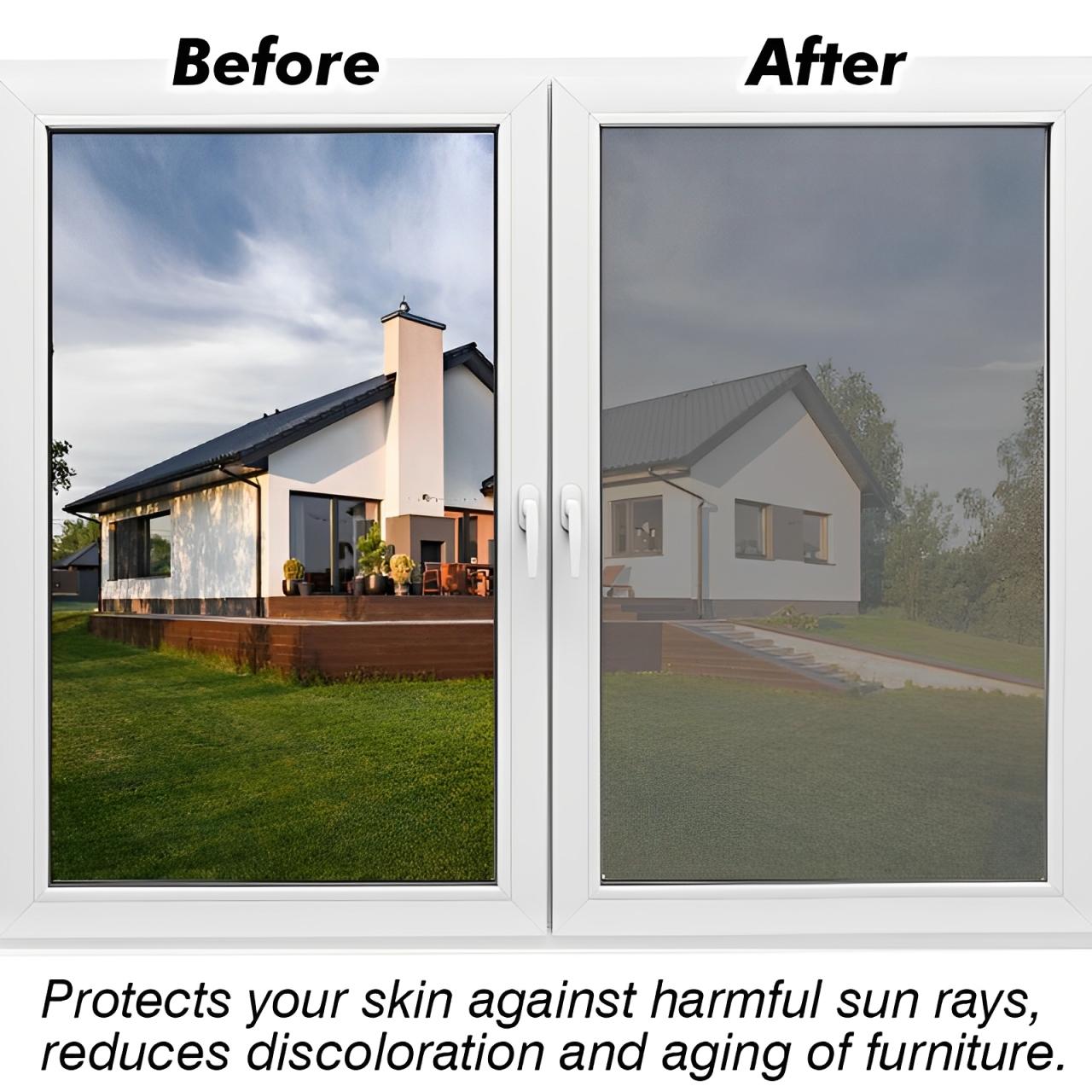 Daytime Privacy Window Film- One Way Mirror, Anti-uv & Heat Control For Home And óffice, Static Cling Easy Install,UV Sun Blocking, Black,17.5 Inch X6.5 Feet,Christmas gift