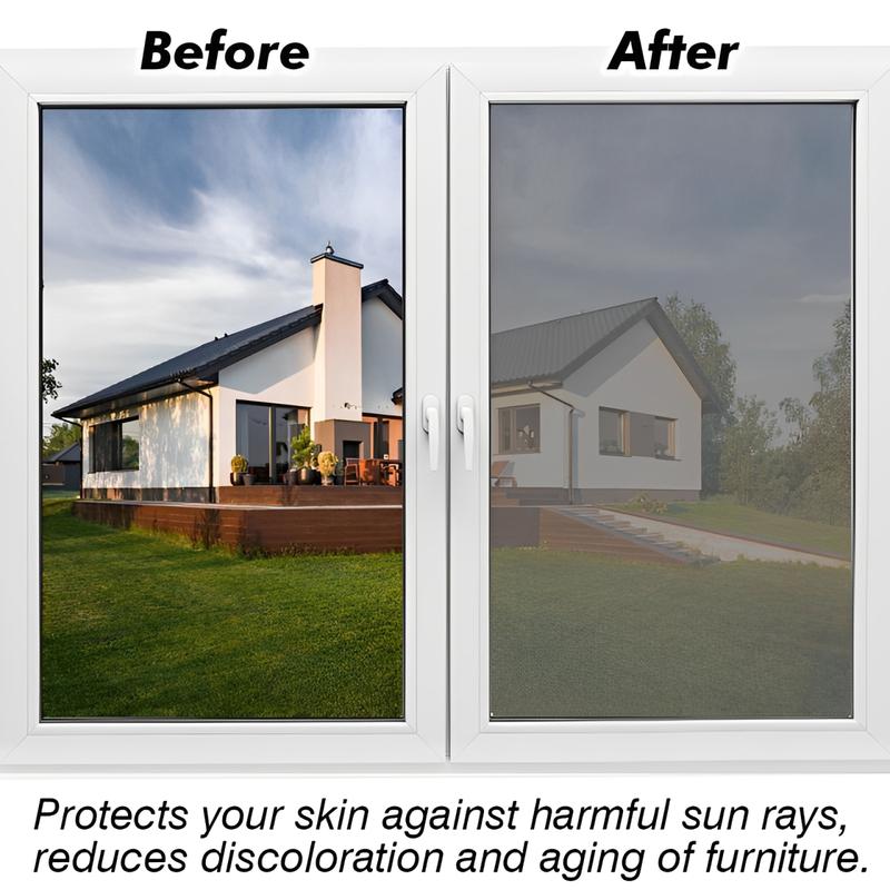 Daytime Privacy Window Film- One Way Mirror, Anti-uv & Heat Control For Home And óffice, Static Cling Easy Install,UV Sun Blocking, Black,17.5 Inch X6.5 Feet,Christmas gift