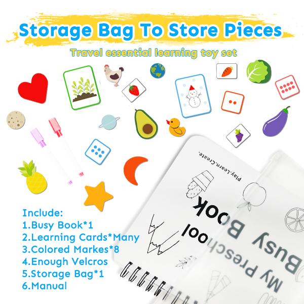 Montessori children's busy book, preschool learning activities, toddler busy board, toddler gifts, bilingual markers for toddlers, travel student drawing supplies, teaching materials, children's gifts Montessori children's busy book, preschool learning activities, toddler busy board, toddler gifts, bilingual markers for toddlers, travel student drawing supplies, teaching materials, children's gifts