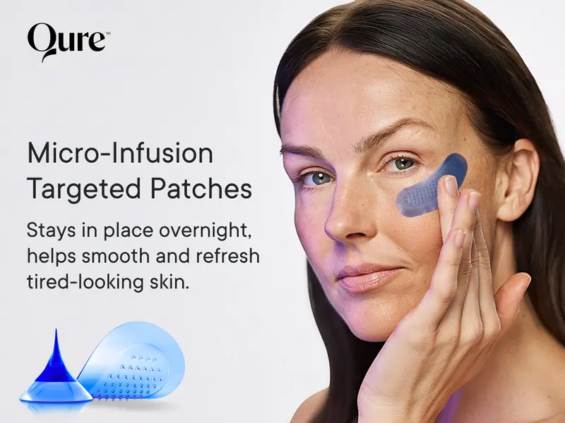 Product Introduction of Qure Micro-Infusion Anti Wrinkle Patches for Smile Line, Frown lines, Under Eye Bags, Puffiness, Crow's Feet - Retinol, Niacinamide, Caffeine, Peptides - Dissolvable for Overnight Use - 8 Pairs 0