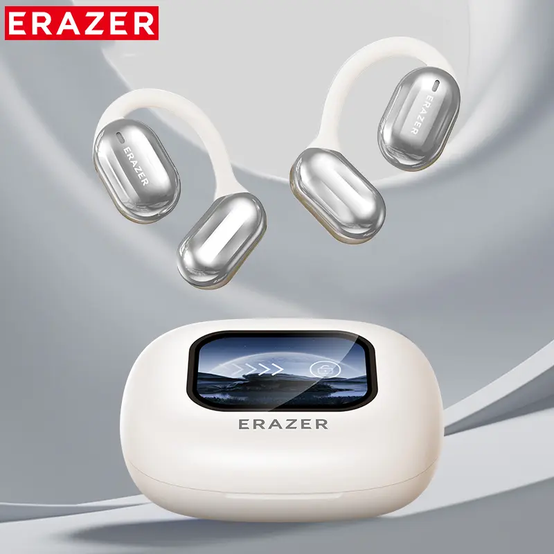 ERAZER XP2 OWS Touch Screen Wireless Earbuds with Bluetooth 5.4, Active Noise Canceling, HIFI Stereo Audio, Full-Color LCD Display, TF Card Support, Mic, Silicone Build, Electronic Fast Charging Headset, Tws Noise Cancelation