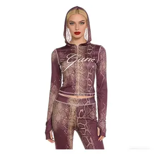 2026 Fashion Trends Snake Print Hoodie & Slim Flare Pants Set for Women Y2K Style Lightweight High-Waisted Shaping Leggings Pre-Sale Quality Inspected