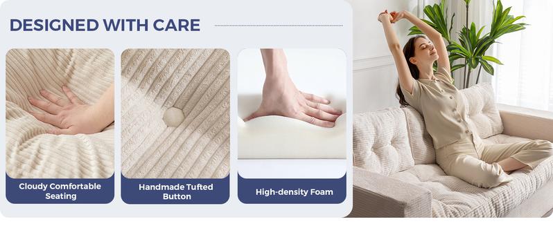 MAXYOYO 3 Seater Couch for Living Room, Boneless Couch with Tufted Cushion & Backrest, Upholstered Floor Sofa with Armrests, Sofa in A Box, No Assembly Required MAXYOYO 3 Seater Couch for Living Room, Boneless Couch with Tufted Cushion & Backrest, Upholstered Floor Sofa with Armrests, Sofa in A Box, No Assembly Required