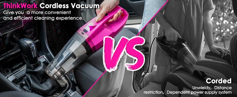 THINKWORK Pink Portable Vacuum Cleaner Kit with 8000PA Cordless Rechargeable Handheld Vacuum Cleaner, Gift for Women, High Power Accessories THINKWORK Pink Portable Vacuum Cleaner Kit with 8000PA Cordless Rechargeable Handheld Vacuum Cleaner, Gift for Women, High Power Accessories