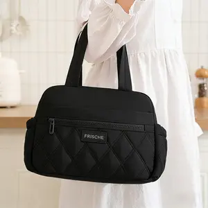 Stylish Insulated Lunch Bag, 8L Lunch Tote Bag with Durable Polyester Fabric, Stain Resistant and Easy to Clean, Waterproof PEVA Lining for Leakproof Protection, Lightweight Reusable Lunch Cooler Bag with Front Pocket and Side Pockets