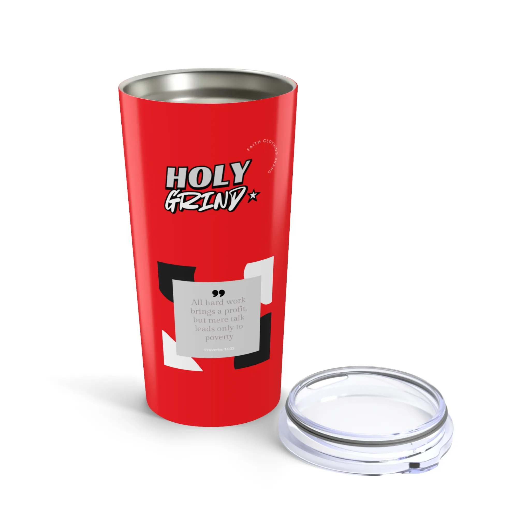 Holy Grind Motivational Tumbler 20oz, Inspirational Drinkware, Travel Mug, Office Cup, Fitness Gift, Red Therapy Cup