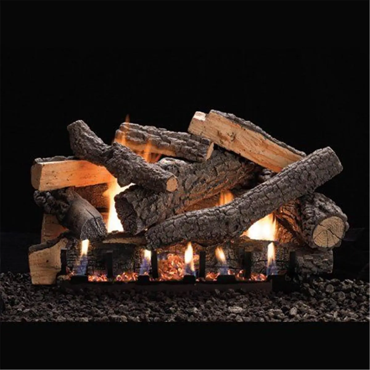 212 MAIN 24 in. Ventless Slope Glaze Natural Gas Burner with Millivolt Valve, Flickering Glow Flame, Vent-Free Heat, Natural Look, Ceramic Beads