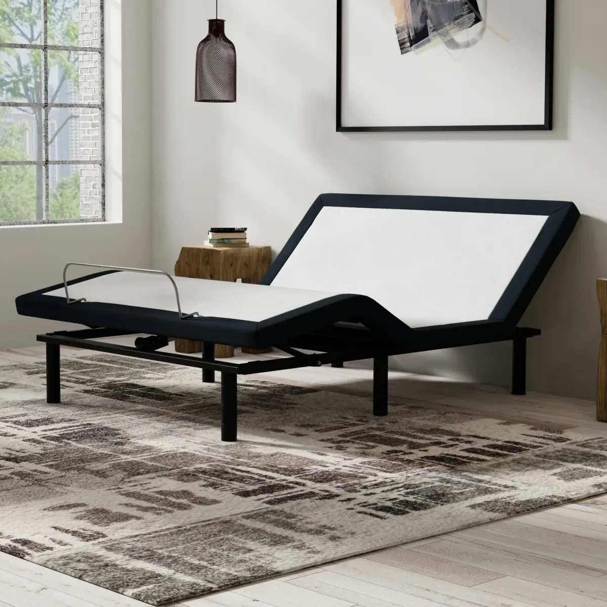Aobtkel Queen Adjustable Bed Base with Massage, Zero Gravity Electric Bed Frame with Head and Foot Incline, Wireless Remote, USB Charging Ports, LED Night Light, Zero Clearance, Adjustable Legs for Bedroom