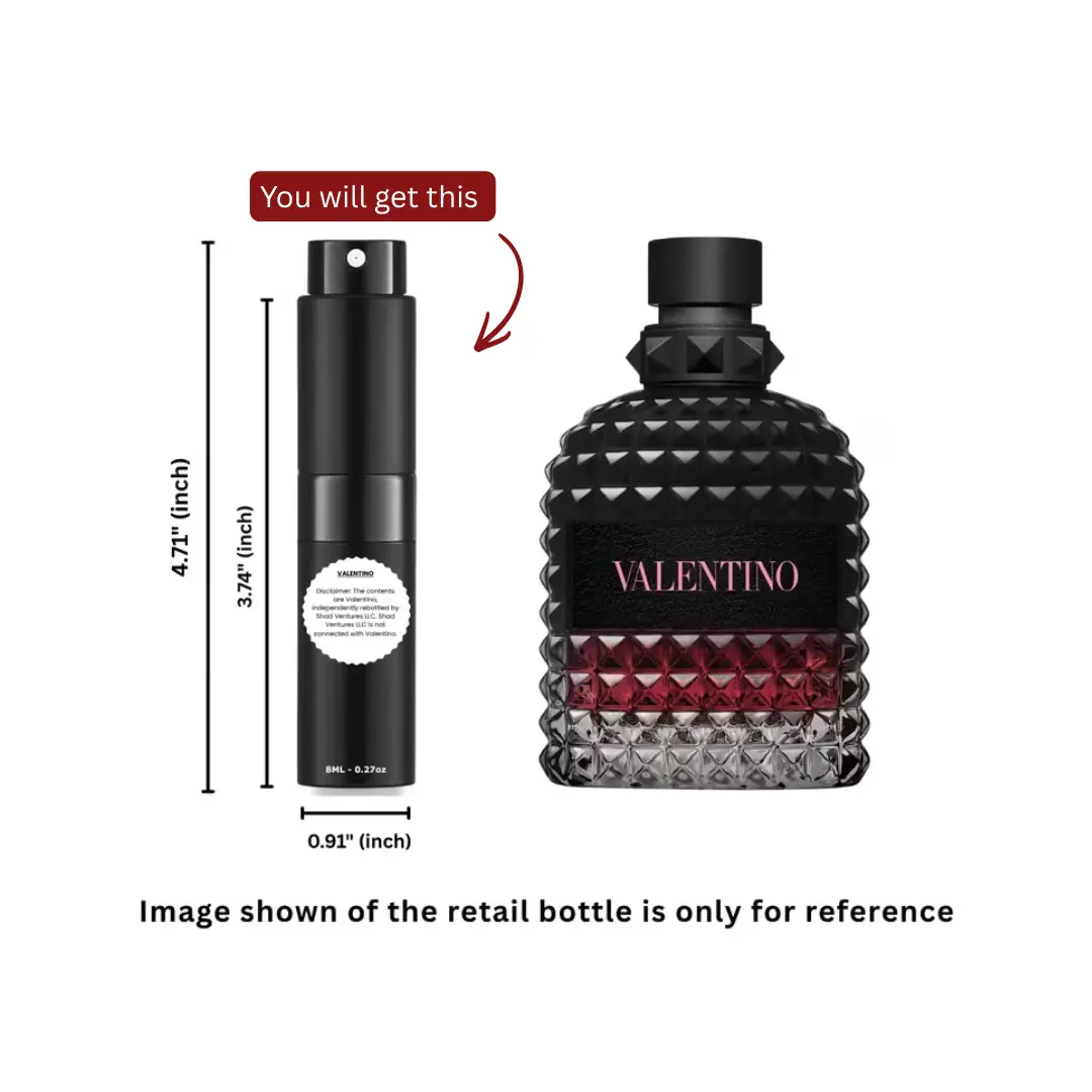 Valentino Uomo Born In Roma Intense Eau de Parfum 8ml / 0.27oz – 100% Original Authentic Decanted Perfume Spray, Single Item