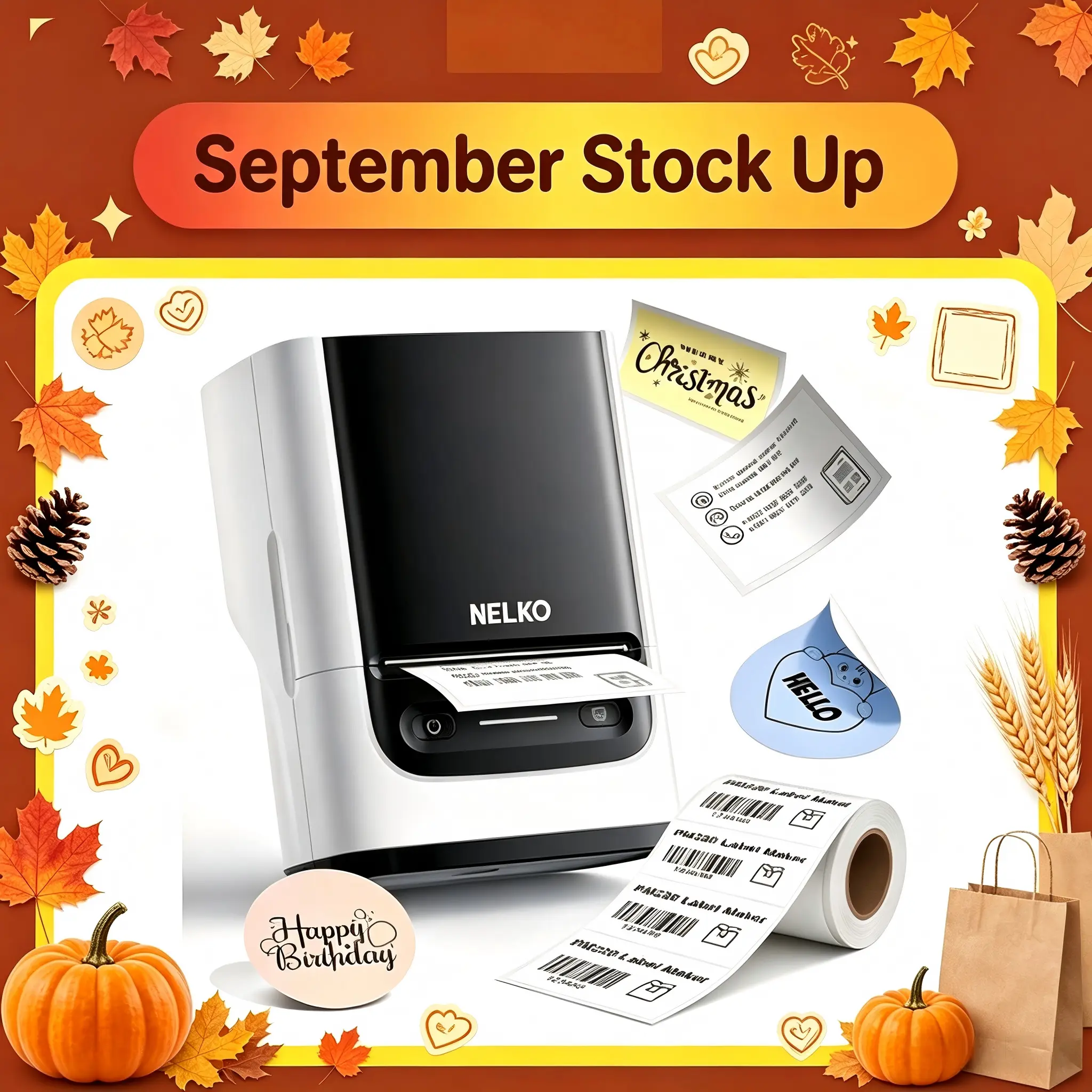 Nelko 2-Inch Portable Bluetooth Thermal Label Printer, AI Image-Supported App-Controlled Device with 14+ Languages Compatibility, Back to School Essential for Small Businesses & Homes