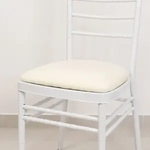 5 Pack Spandex Chiavari Chair Cushion Covers Ivory - Washable Stretch Fitted Seat Pad Slipcovers for Dining Chairs