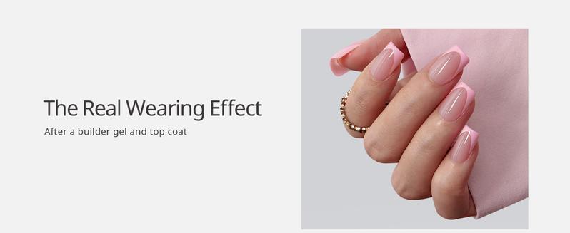 BTArtboxnails XCOATTIPS Press on Nails - 150pcs Pink Short Square or Almond French Tips, Pink Soft Gel False Nail, Soak Off Acrylic Fake Nails Extensions