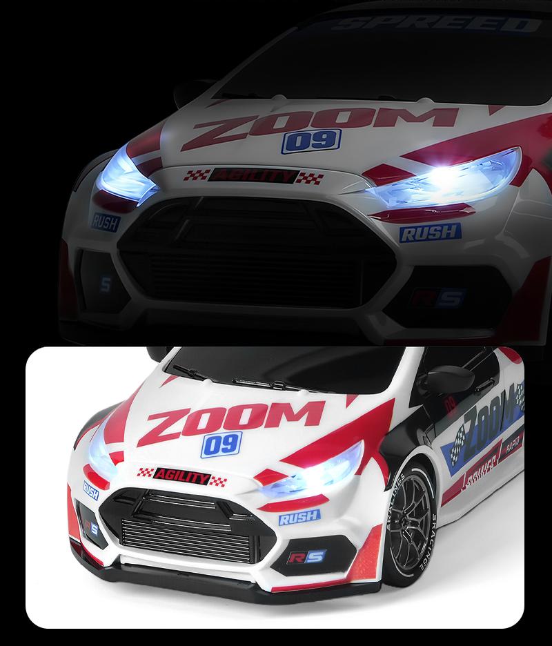 BRRRRT Mini Remote Control Rally Car, Realistic Design with 4WD System, All-Terrain Performance, Shock-Absorbing Structure, Equipped with Sound and Light Effects, Includes Rally and Racing Tires — Perfect RC Toy for Kids and Adults