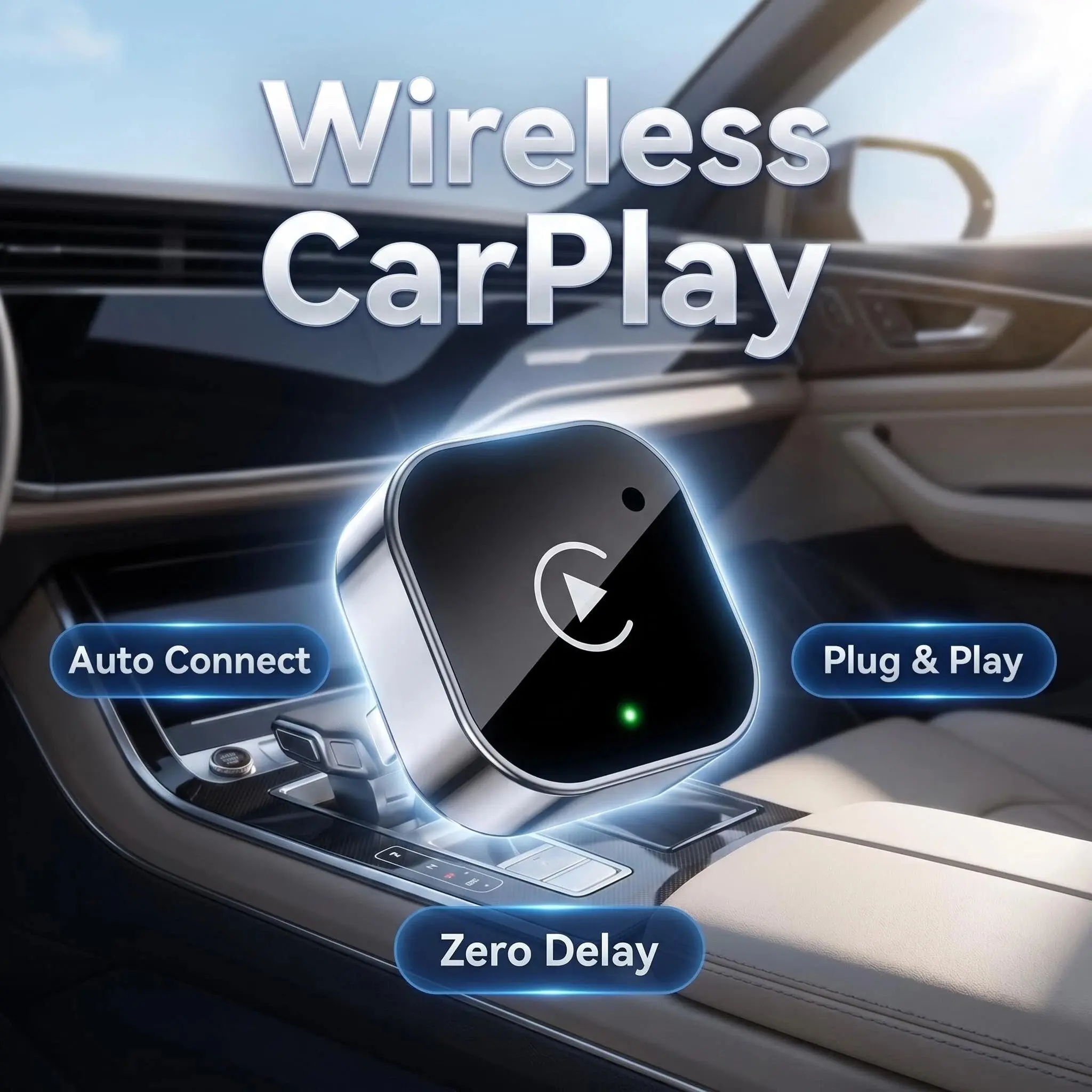 Wireless CarPlay Adapter for iPhone & Android – 2026 Mini Car Adapter, supports CarPlay and Android Auto, plug-and-play, stable connection with no lag, compatible with iOS 10+ and Android 11+