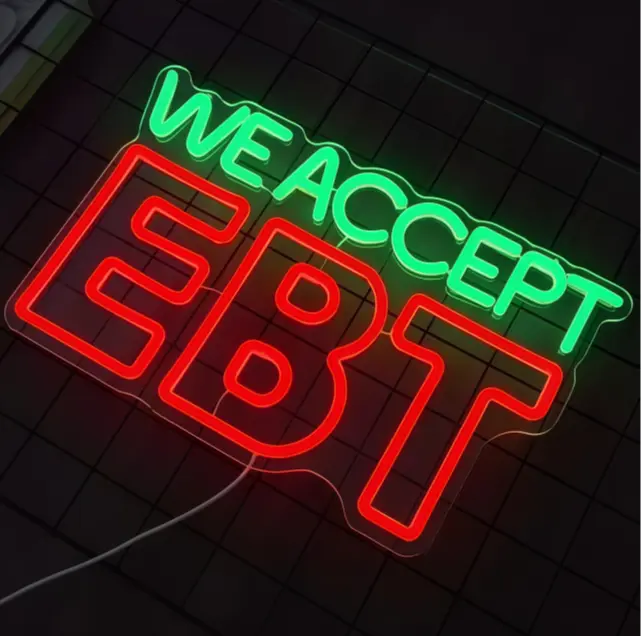 USB-Powered EBT Business LED Neon Sign, Green & Red Display Avant-Garde Novelty Lighting for Retail Stores, Home Improvement Lights & Lighting, Led Neon Lights