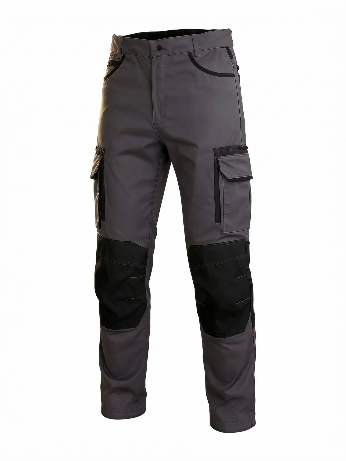 Men's All Seasons Multi-Pocket Wear-Resistant Colorblock Work Pants, Knee Reinforced Waterproof Safety Pants, Outdoor Construction Auto Repair Electrician Work Pants