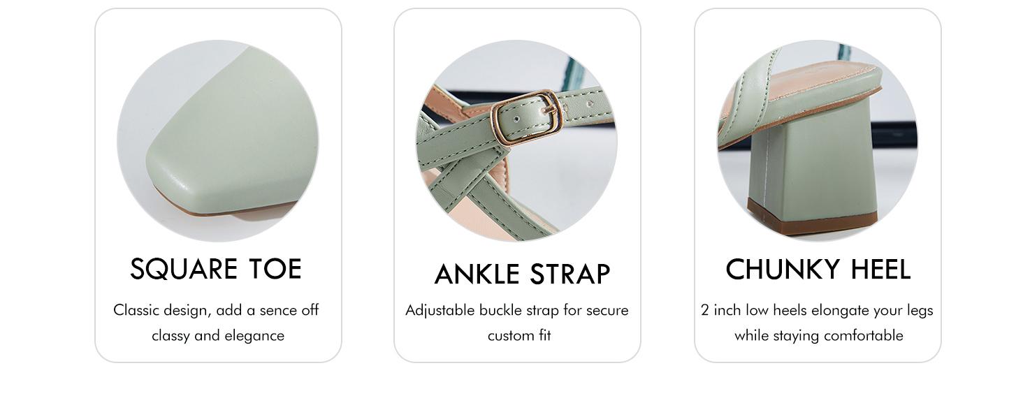 Fashare Women's Slingback Chunky Low Heels Closed Square Toe Heel Wedding Party Dress Pumps Shoes