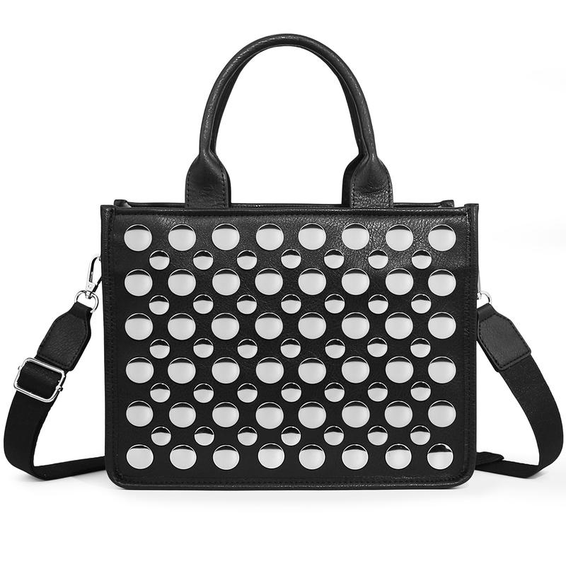 Checkered Crossbody Bag, Canvas Work Tote, Black and White Purse, Casual Tote Handbags for Work & Travel