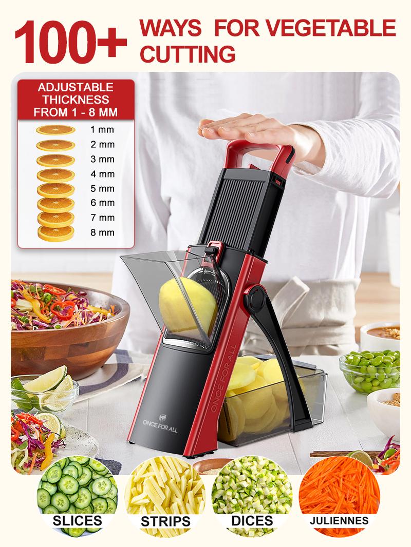 【ONCE FOR ALL】Press-type Multifunctional Vegetable Slicer with 4 shapes and 8 thicknesses adjustable. No need to replace blades; simply turn the knob.Strong SuctionCup Base, Kitchen Utensils Vegetable Slicer DicerFruit Vegetable Slicer Gadgets Kitchen out 【ONCE FOR ALL】Press-type Multifunctional Vegetable Slicer with 4 shapes and 8 thicknesses adjustable. No need to replace blades; simply turn the knob.Strong SuctionCup Base, Kitchen Utensils Vegetable Slicer DicerFruit Vegetable Slicer Gadgets Kitchen out