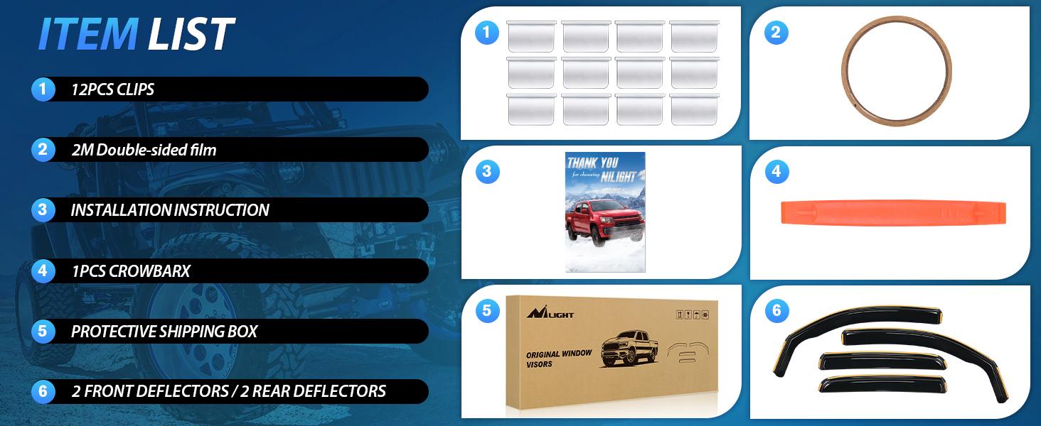 Nilight Durable Rain Guards for Toyota Tacoma Double Cab 2016 2017 2018 2019 2020 2021 2022 2023 Window Deflectors, Vent Window Visors, 4 Pieces Car Accessories Truck  dealsforyoudays