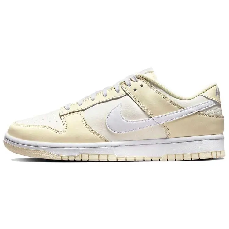 Nike Dunk Low Casual Trainers Coconut Milk Yellow - Men's Skate Shoes DJ6188-100, Low-Top Everyday Lifestyle Sneakers for Streetwear and Skateboarding, All-Season Comfort