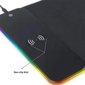 Wireless Charging RGB LED Mouse Pad, Extra Large Gaming Desk Mat for Keyboard and Mouse, Non-Slip Extended Desk Pad