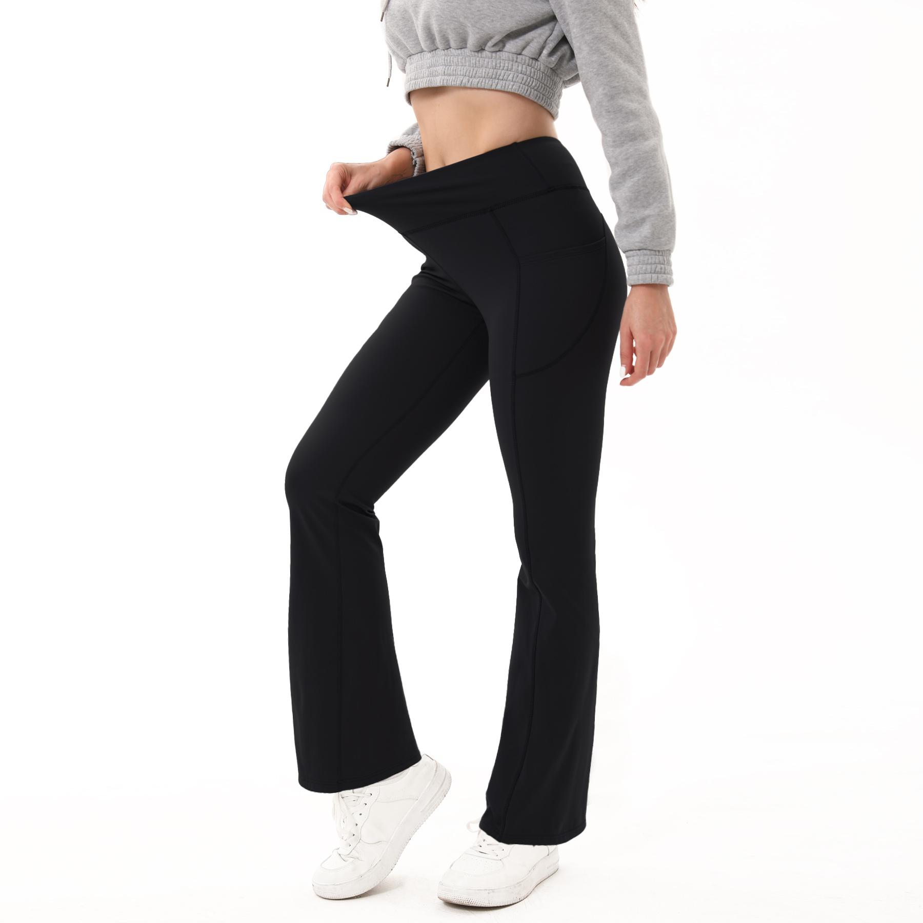 3PCS Warm Fleece-Lined High-Waisted Butt-Lifting Flare Yoga Pants for Women - Leg-Shaping Tights in Dark Gray Light Gray & Black for Winter Daily Wear