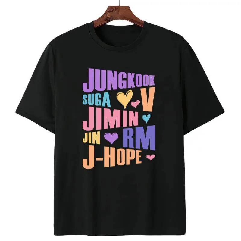 Kpop Printed Men's and Women's T Shirt Jungkook Jimin V J-Hope Rm Jin Short-Sleeved Casual Fashion Top Y2k Top  Women Clothing