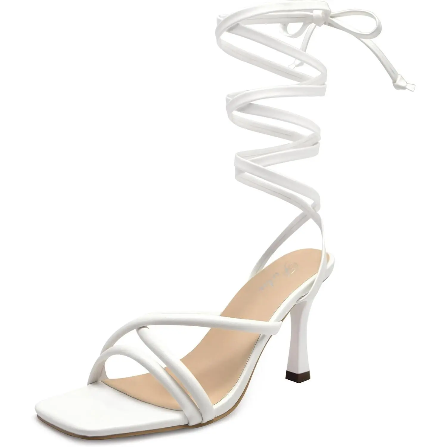 Women's Elegant Lace Leather Strappy Tie-Up Stiletto Heel Sandals - Made for Weddings, Proms, Parties - Summer Footwear, Shoe,back to school,back to school haul