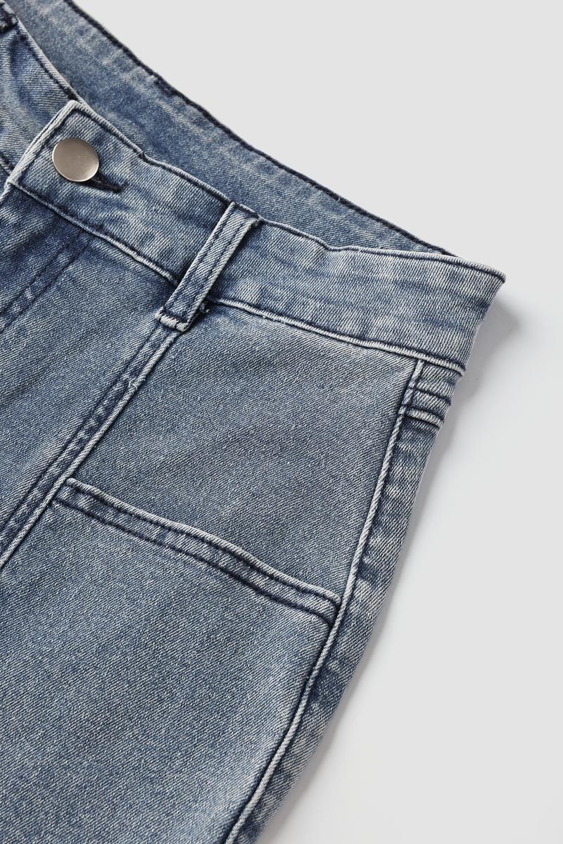 Elengatine Mid Rise Stretch Skinny Jeans - Medium Wash Women's Vintage Light Wash with Contrast Stitch Fit Bottom Fashionable All Seasons Below the Ankle Jeans for Trendy Streetwear and Daily Wear Pants Trouser