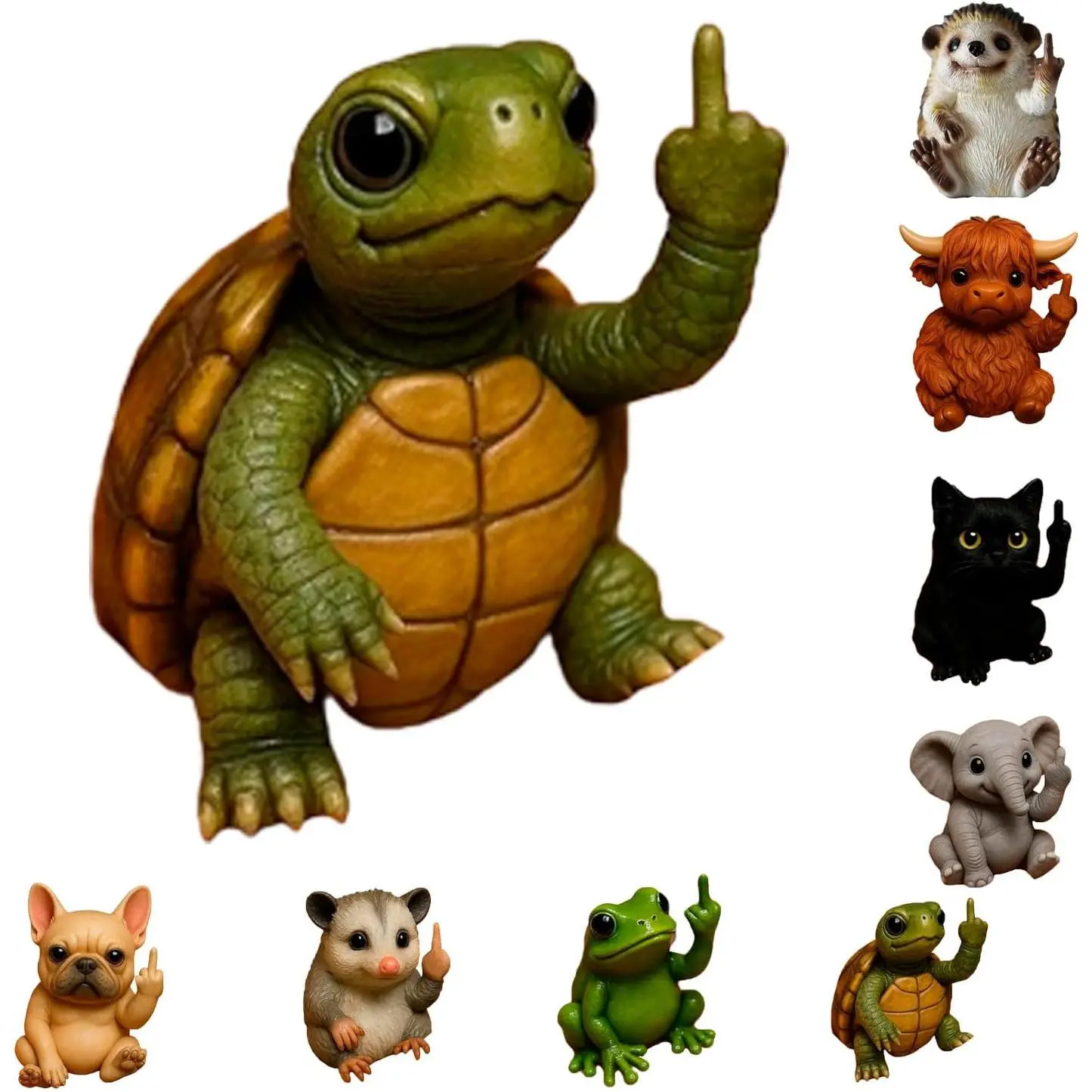Fun Mini Middle Finger Animal Statue,Resin Middle Finger Animals Decor Statue for Desktop,Office and Car, Funny and Cute Middle Finger Humor Gag Gifts