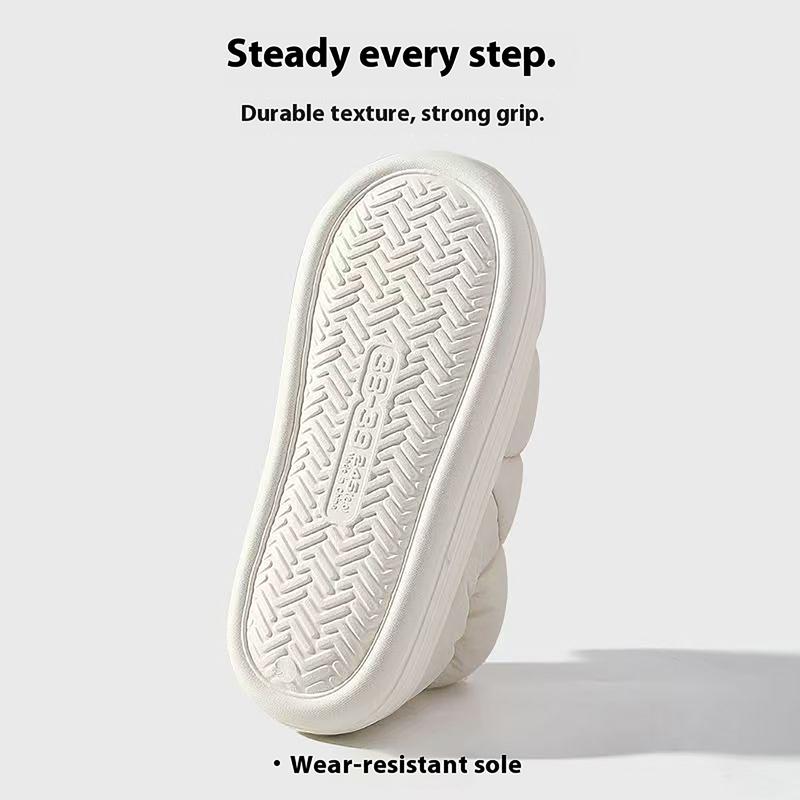 Puffy Cloud House Slippers Cozy Fuzzy Lined Thick Sole Winter Shoes Trendy Bread Style Warm Keeping Heat Retention winter warm fleece