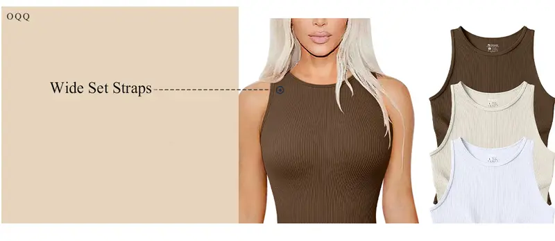 Product Introduction of OQQ Women's 3 Piece Bodysuits Sexy Ribbed Sleeveless Crew Neck  Stretchy Bodysuits Womenswear Trendy 14