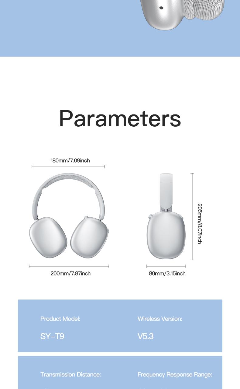 Wireless Bluetooth Headphones, Over-Ear, Deep Base, Foldable, Mic for iOS/PC Headphones Android Memory Headset, Travel Headphones, Perfect Gift for Men Women, Sliver