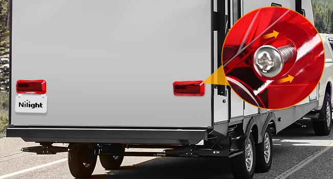 Nilight LED RV Tail Light 2PCS 72 LED Red Running Stop Brake Turn Signals Light White License Plate Light Surface Mount Waterproof Taillights for RV Caravan Camper Van