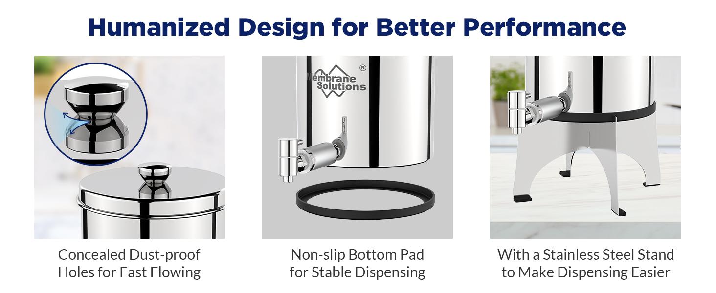 Membrane Solutions /Wakiwaki U3P UV Smart System 2.25-Gallons Stainless Steel Gravity Water Filter Fed Tank with 3 Black Filters