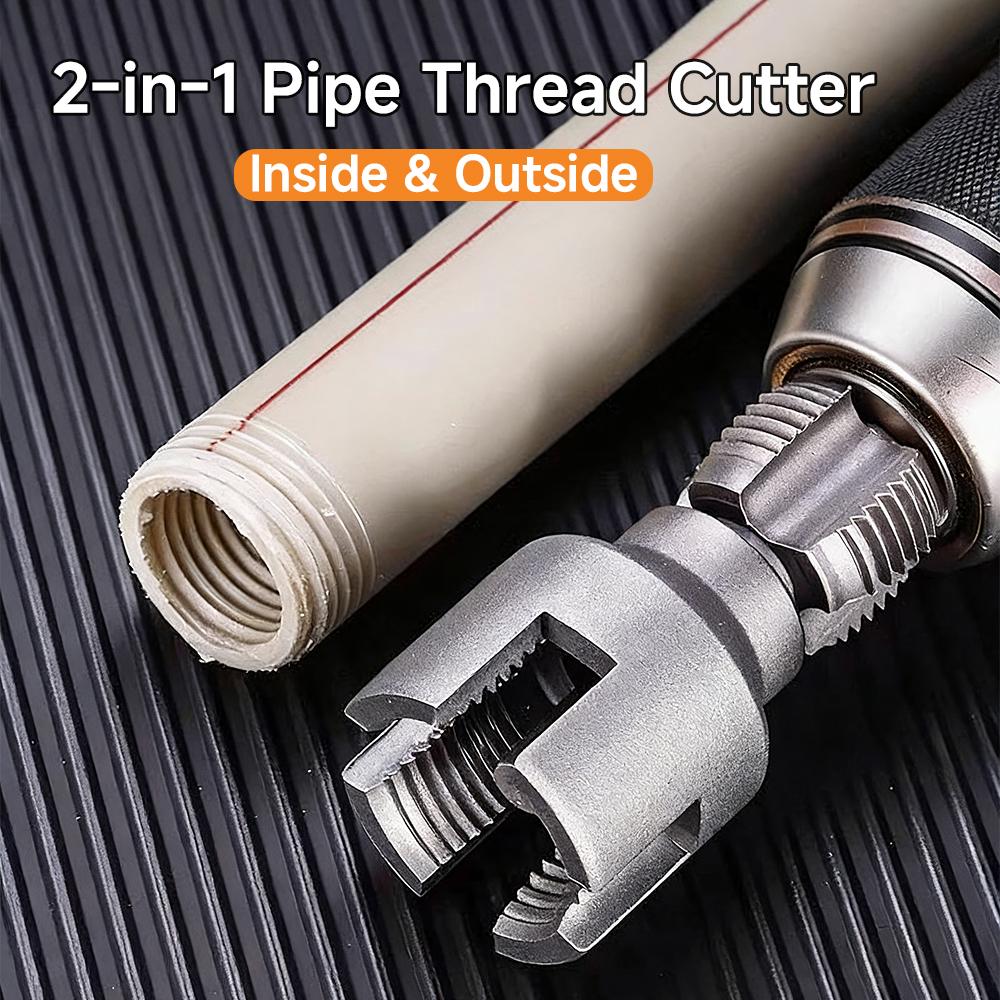 2pcs 1/2 inch 3/4 inch PVC Thread Cutting Tool Inner & Outer Pipe Threading Tools Dual Function Electric Drill Compatible PVC Plastic Pipe Threading Machine Kit for Home Repair Precision Carbon Steel NPT Pipe Tap Set external pipe high speed