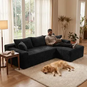【Sub 2 packages】Niccze 106.3" Cloud Modular Sectional Sofa Couch with L-Shape Chaise,Modern Minimalist Upholstered Couches for Living Room Bedroom,Deep Seat Corner Couch,No Assembly Required