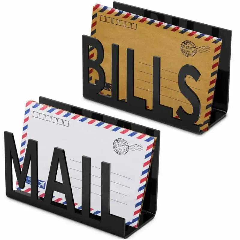 2 Acrylic Countertop Mail Organizer Sets - 2 Units Office Accessories, File Organizer, Space Saver, Mail Display, Paper/Stationery/Important Document Storage Racks, Letter & Envelope Holder for Office Organization Supplies