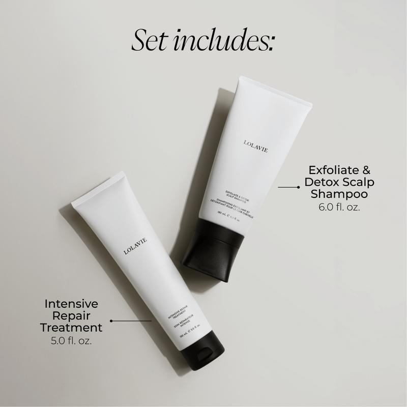 Jen’s Sunday Reset Duo - Haircare In-Shower Bundle With Exfoliate & Detox Scalp Shampoo and Intensive Repair Treatment