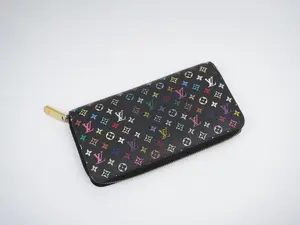 Pre-owned Louis Vuitton canvas Small Leather Goods Monogram Multicolor Zippy Wallet Black Grenade