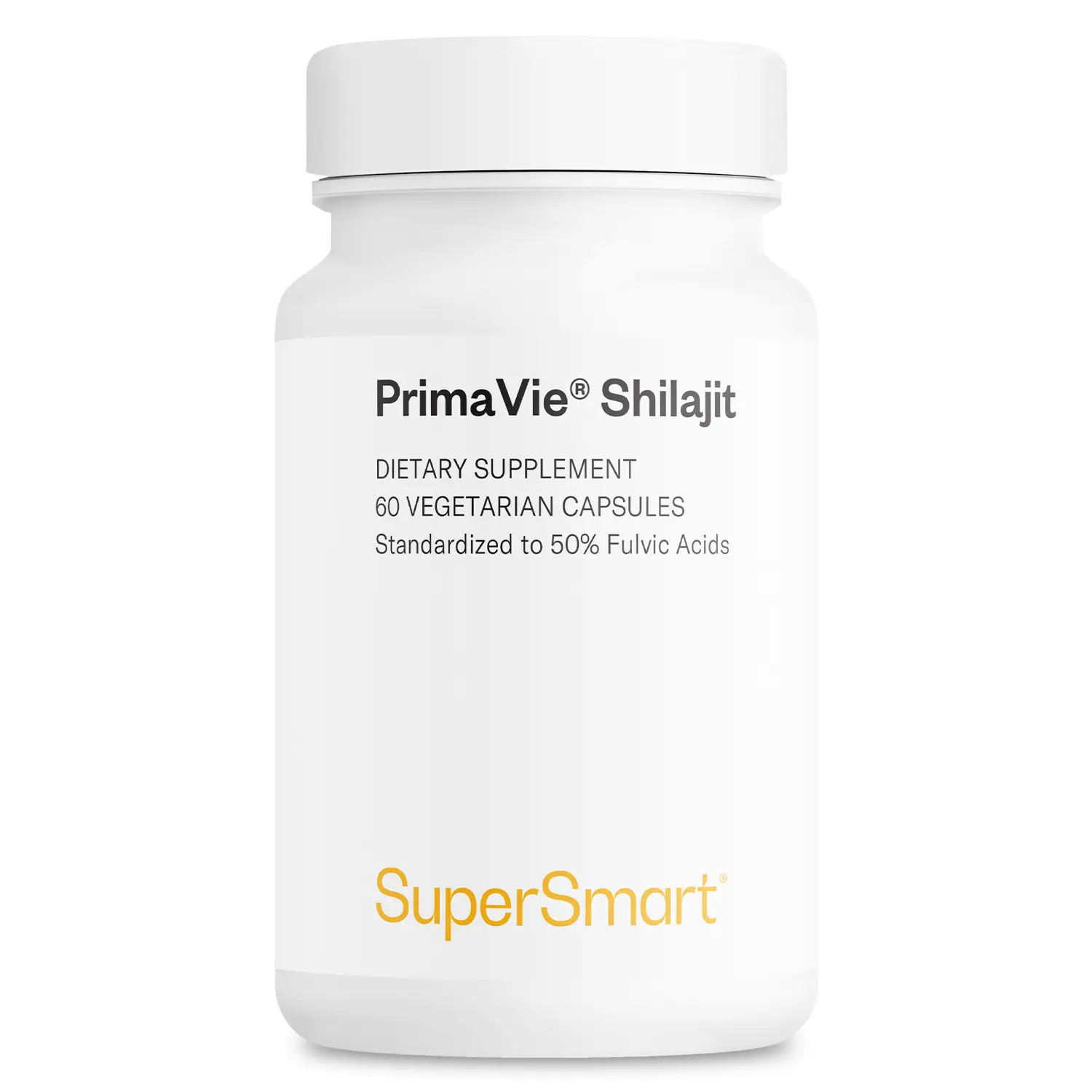 Supersmart - Super Shilajit 500mg per Day (High Potency) - PrimaVie Shilajit Supplement - Himalayan, Purified & Organic Shilajit | Non-GMO & Gluten Free - 60 Vegetarian Capsules